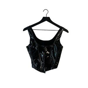 Faux Black Shining Corset Size Small